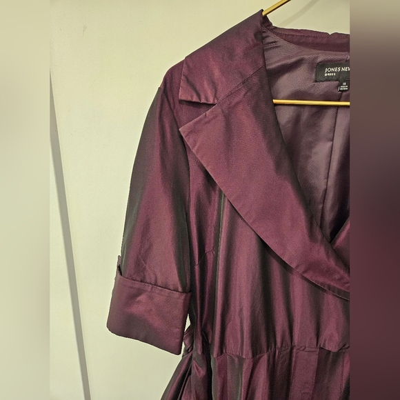 NWT - Satin Taffeta Jones New York "Merlot" Iridescent Midi Dress - Size 16 - Picture 8 of 16